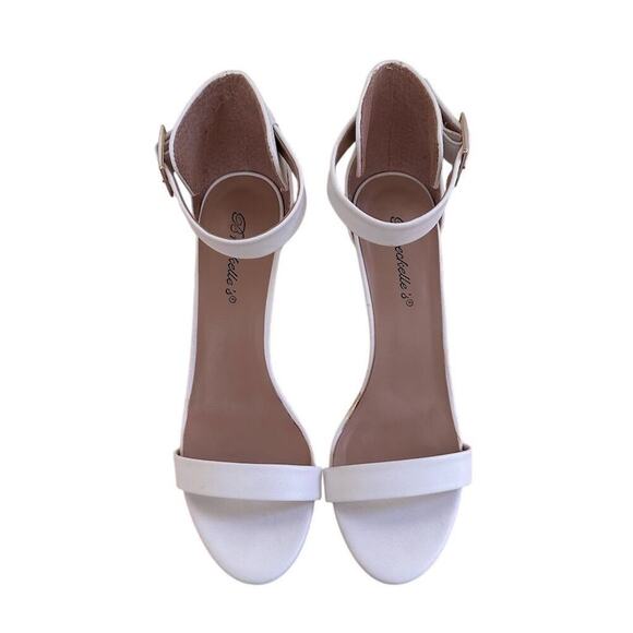 Breckelle’s Womens White Slingback Stiletto Heel Sandals Sz 7.5 Spring Bride - Picture 9 of 12